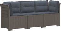 vidaXL 3-zits tuinbank met kussens in rattanlook PP Lichtgrijs