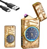 Merkloos / Sans marque Bol Elektrische Aansteker USB Oplaadbaar - Plasma Ansteker met Dubbele Boog - Guld