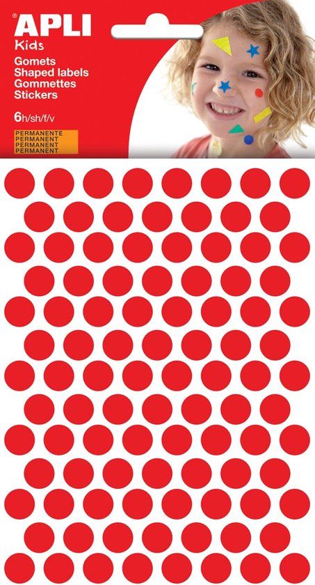 Apli Kids stickers | cirkel diameter 10 | 5 mm | blister met 528 stuks | rood