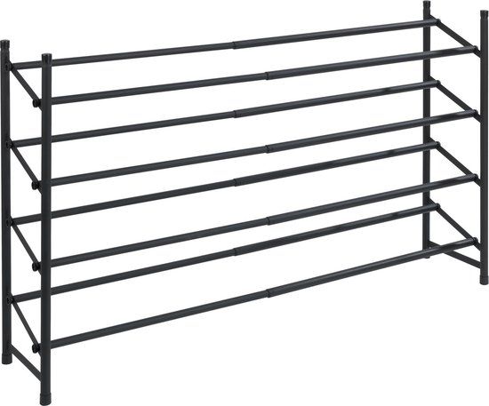 Wenko Uitschuifbaar schoenenrek Hero - Zwart - 4 niveaus