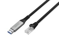 DIGITUS Câble réseau USB – Type-A vers RJ45 – USB-A 3.2 Gen1 – 1 Gbit/s – 10 m – LSZH – CAT 6A S/FTP – AWG 26 – Plug & Play – Noir