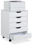 Merkloos Relaxdays Ladeblok bureau - op wielen - 5 lades - 66,5x48x39,5 cm - wit