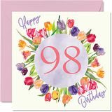 Mooie verjaardagskaarten voor vrouwen, aquarel tulpenboeket, verjaardagskaart voor haar, oma, oma, oma, 145 mm x 145 mm