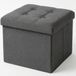 Edihome Opvouwbare opbergpoef met stoffen deksel, 38 x 38 x 38 cm, opbergkist, multifunctionele bank, voetensteun, woonkamer, kaptafel (donkergrijs)