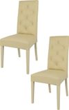 t m c s Tommychairs Chantal - Eetkamerstoelen - Set van 2 - Zand - Kunstleer & Hout