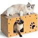 Gimars Krabpaal voor Katten van Karton, Groot 2-in-1 Kattenhuis om te Krabben, Rusten en Verstoppen, Stevig en Duurzaam, Draagvermogen tot 20 kg, 59.5x29.5x28 cm