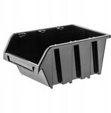 KADAX Workshop stapelkist, stapelbox van PP-kunststof, opbergbox in verschillende maten, opbergdozen voor gereedschapswand, opbergdoos, sorteerdoos (zwart, 10 stuks, 490 x 298 mm)