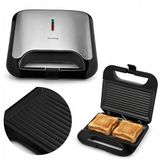 mPTech Huslog Contactgrill, 750 W, sandwichmaker & panini-grill, anti-aanbak-grillplaten, snel opwarmen 2 minuten, 2 sandwiches, led-controlelampjes, oververhittingsbeveiliging, compact met kabelopening
