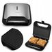 mPTech Huslog Contactgrill, 750 W, sandwichmaker & panini-grill, anti-aanbak-grillplaten, snel opwarmen 2 minuten, 2 sandwiches, led-controlelampjes, oververhittingsbeveiliging, compact met kabelopening