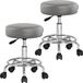 Casaria Tabouret à roulettes - 2 Pièces Pivotant Hauteur 51-65 cm – Gris