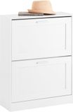 SoBuy FSR137-W Entreekast - Witte Schoenenkast met 2 Kleppen