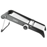 GSD Professionele mandoline, roestvrij staal/kunststof zilver-zwart, met ergonomische resthouder en rubberen voetjes, afmetingen: 46 x 15,5 x 24cm, 30061