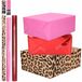 Bellatio Decorations 6x Rollen kraft inpakpapier pakket panter/dierenprint-metallic rood en roze 200 x 70/50 cm/cadeaupapier/verzendpapier/kaftpapier