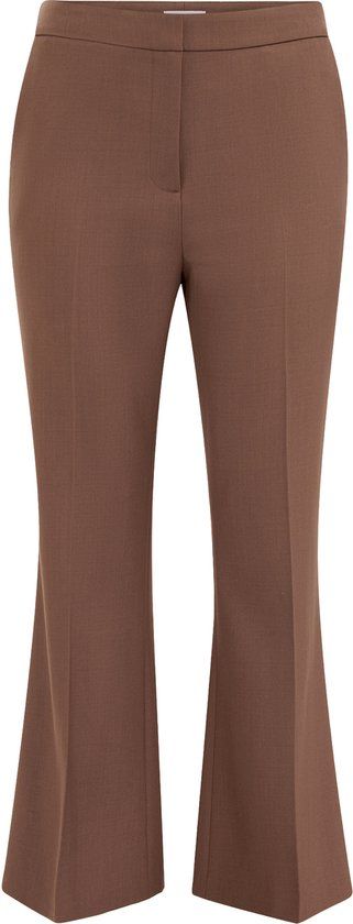 WE Fashion Dames flared pantalon - Curve - Slim Fit - Cinnamon brown - Maat 52