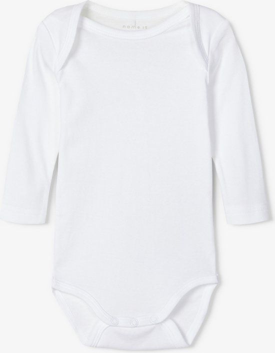 NAME IT NBNBODY 3P LS SOLID NOOS Baby Bodies Unisex Bright White Effen Lange mouw Katoen (51%), Katoen (49%) - Maat 86