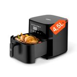 Avilia Digitale luchtfriteuse, 4 l, vermogen 1200 W, timer 60 minuten, instelbare temperatuur 80-200 °C, koken met convectie op 360 graden, zonder olie, zwart