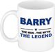 Bellatio Decorations Barry cadeau mok - man myth legend - naam koffiemok / beker - wit en blauw - 300 ml - verjaardag