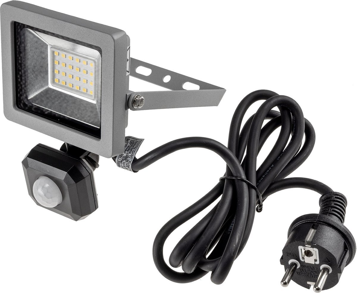 Chilitec GmbH Buitenlamp met bewegingssensor SLT 10 - Tuinverlichting IP44 - Wandlamp buiten 923 lumen - Buitenverlichting 4200K - Schijnwerper Grijs