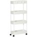 HOMCOM Rolwagen, keukenwagen, 4 niveaus, met wielen, 40 x 19 x 90 cm, wit