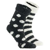 Apollo chaussettes / chaussettes d'intérieur - enfants - 2-pack - noir/blanc - taille unique - chaussettes de nuit - chaussettes chaussons