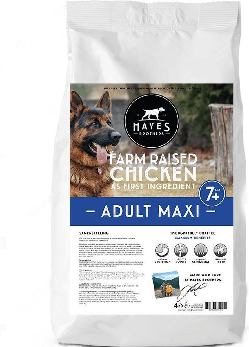 Hayes Brothers Premium Senior Maxi Hondenvoer 14KG - Geperste Hondenbrokken vol met Glucosamine & Chondroïtine