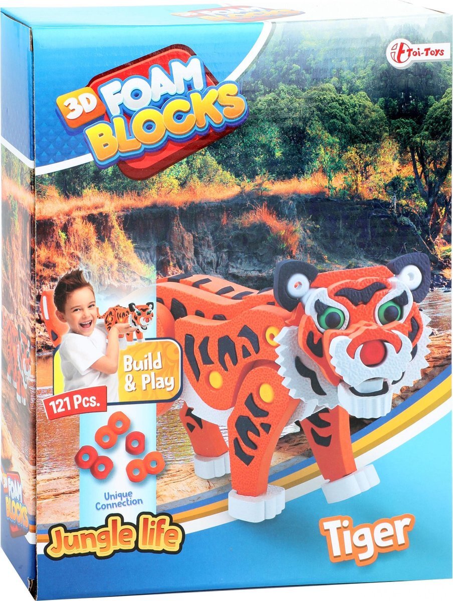 Toi Toys Toi-toys 3d Puzzel Tijger Junior 31,5 Cm Foam Oranje 121 Delig