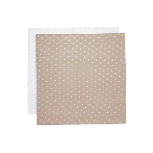 Jollein Jollein hydrofiele doek Small 70x70cm Pointelle&Sun Biscuit GOTS - set van 2