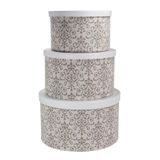 Household Essentials Hoedendozen met kunstleren deksels, scrollpatroon, set van 3