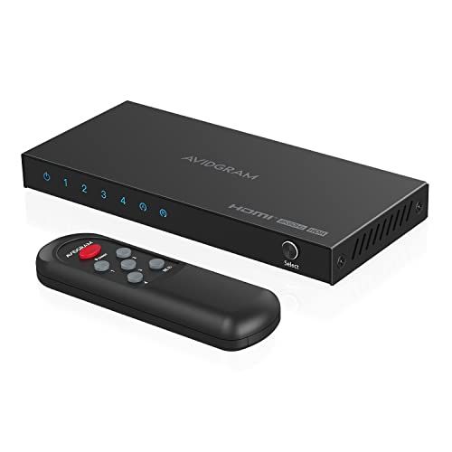 AVIDGRAM HDMI Switch 4K 60Hz, 4 in 1 Out, met IR-afstandsbediening