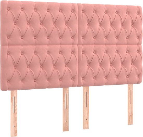vidaXL Hoofdbord Roze Fluweel 160x7x118/128 cm