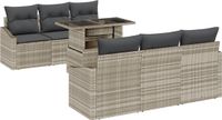 vidaXL Tuinbank Set Lichtgrijs Polyrattan