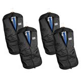 Quadra Kledinghoes - 4x - zwart - polyester - 100 x 60 cm - 1 kostuum of 3 overhemden - beschermhoes