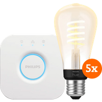 Philips Hue Filament White Ambiance Edison 5-Pack + Bridge