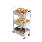 Amig - Keukentrolley met 3 niveaus en wielen Mod. LINN - Stalen hulpplank - Wit - Multifunctionele trolley voor keuken, badkamer of kantoor - 40,5 x 28 x 76 cm