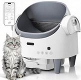 Garvee Zelfreinigende kattenbak, groot, 13 liter, met open ontwerp en veiligheidssensoren, app-besturing en automatische modus, voor huishoudens met meerdere katten, wit