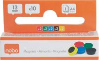 Nobo Magnetische Whiteboard Magneten - Pak Van 10 stuks - 13mm Magneten - Assorti 5 Kleuren