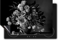 Chefcare Inductie Beschermer Vaas met Bloemen - Zwart Wit - 95x50 cm