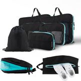 Atacama Premium Compressie Packing Cubus-set: ritssluiting en dubbele zakken, compressiezakken voor rugzak & koffer - zwarte set van 8