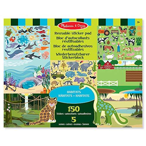 MELISSA & DOUG 14196 herbruikbare stickerblok-habitate, meerdere kleuren