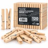 Vaily pinces à linge en bois - Grandes pinces à linge pour étendoir, corde à linge, artisanat et décoration - 120 pièces