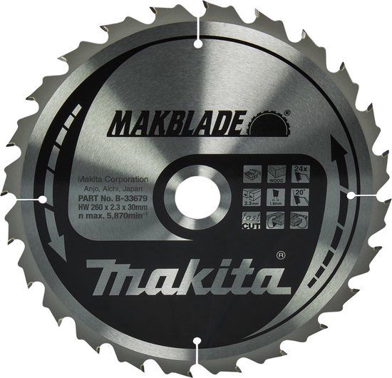 Makita Cirkelzaagblad voor Hout | Makblade | Ø 260mm Asgat 30mm 24T - B-33679