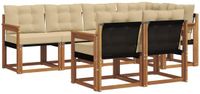 vidaXL - Acacia Hout Loungeset - Hoek loungeset - 7 zitplaatsen - Natuurlijk en Beige