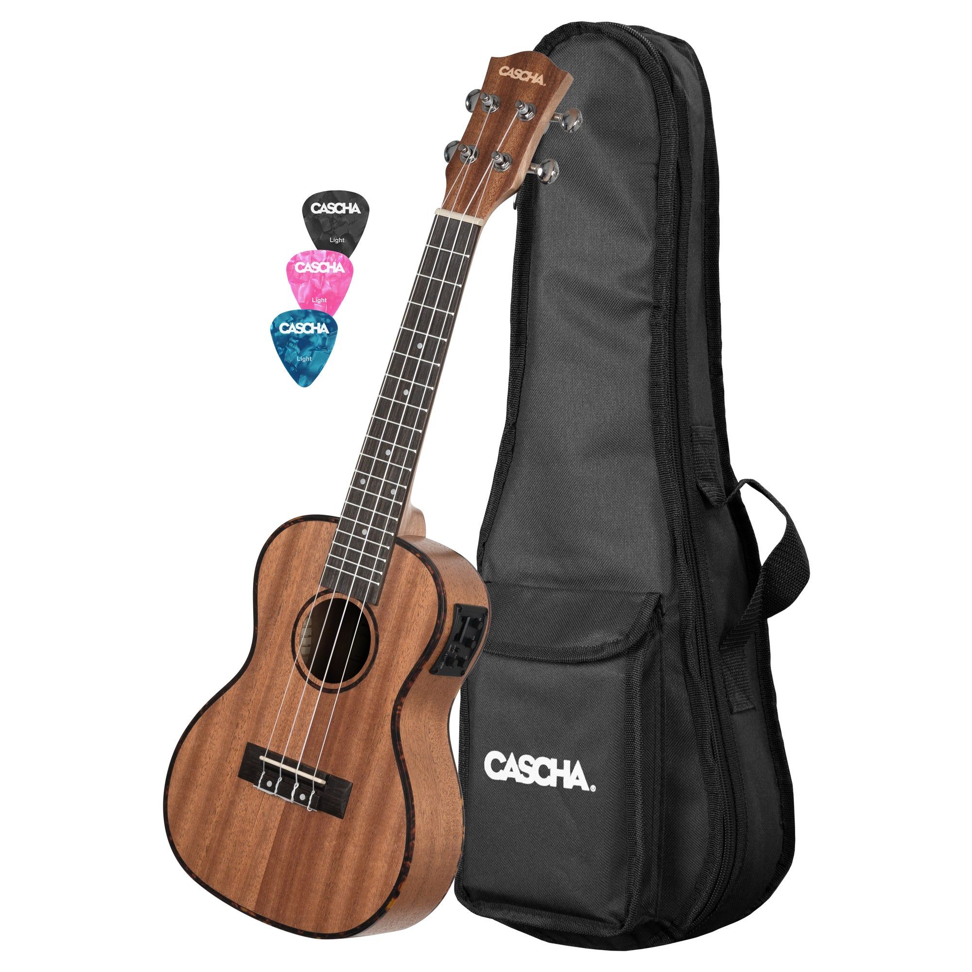 Cascha HH 2035EL Concert Ukulele - Mahogany - Left-Handed - Pickup & Gigbag