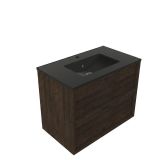 Saniclass Badkamermeubelset - 80x45x62cm - Vygo keramische wastafel zwart - mat eiken charcoal