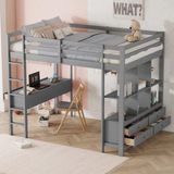 OEM Bedombouw voor kinderbed, 140 x 200 cm, zonder matras, grijs
