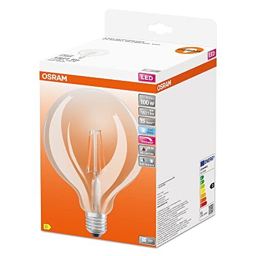 OSRAM Lamps OSRAM Superstar dimbare LED lamp met bijzonder hoge kleurweergave (CRI90), E27-basis Filament optiek ,Koud wit (4000K), 1521 Lumen, substituut voor 100W-verlichtingsmiddel dimbaar, 1-Pak