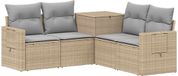 vidaXL Bankstel 2 zitplaatsen Beige en Lichtgrijs Polyrattan en Staal