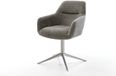 DELIFE Chaise de salle à manger Pejo-Flex pied croisé acier inoxydable bouclé doux boue pivotant à 360° fonction basculante noyau à ressorts ensachés