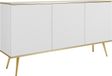 3E 3xE living.com Glamour wit dressoir met gouden poten, 160 x 85 x 39 cm
