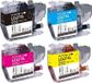 Brother XL-set d'encres, compatible avec Brother LC-421 XL, noir, cyan, magenta, jaune, adapté pour DCP-J1050 DW, DCP-J1140 DW, DCP-J1800 DW, MFC-J1010 DW
